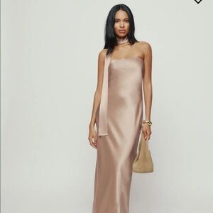 Reformation Oren Silk Dress- color Macadamia